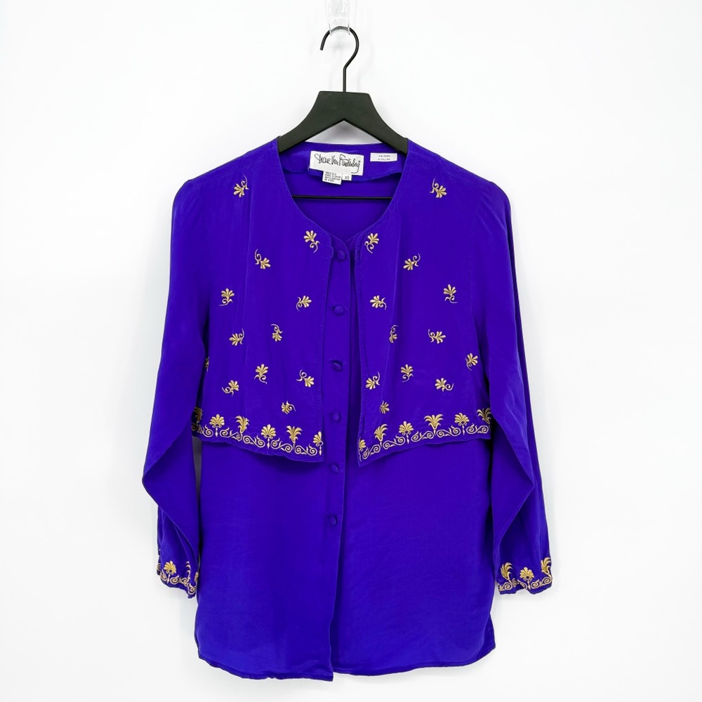 Vintage Diane Von Furstenberg 100% Silk The Pines N. Collins Vintage Blouse XS - Picture 1 of 11
